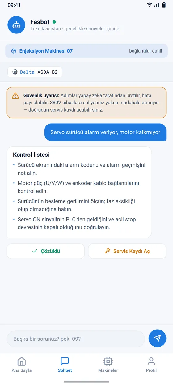 Fesbot sohbet ekranı: güvenlik uyarısı ve kontrol listesi